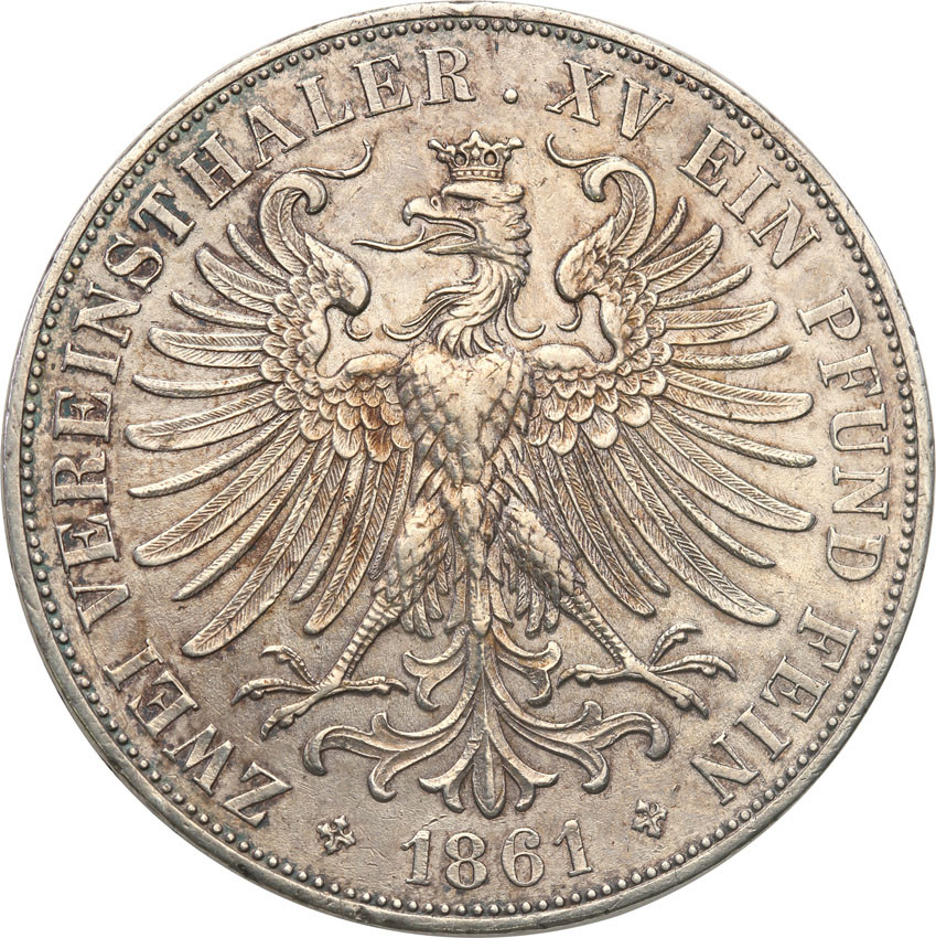 Niemcy. Dwutalar (2 talary) 1861, Frankfurt